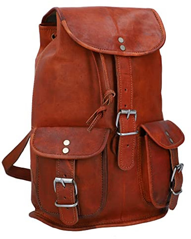 Gusti Rucksack Leder- 'Gary'' Damen und Herren Rucksack Cityrucksack Lederrucksack Vintage Braun Leder