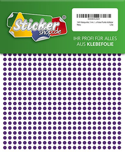 1440 Klebepunkte, 5 mm, lila, aus PVC Folie, wetterfest, Markierungspunkte Kreise Punkte Aufkleber