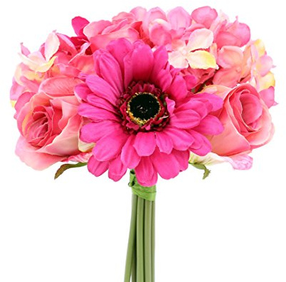Blumenbündel Mia mit 10 Weiss-grün farbigen Kunstblumen, Druchmesser 20cm - Kunstpflanze künstliche Blumen Kunstblumen Blumensträuße künstlich, Seidenblumen oder Blumen aus Plastik Kunststoff