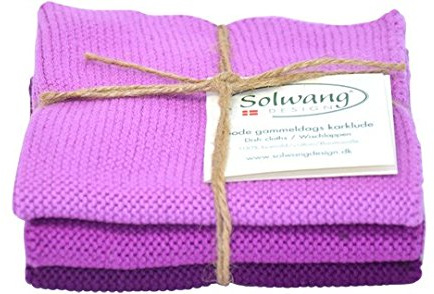 Solwang Putzlappen Staubig Lila Kombi gestrickt Wischlappen Baumwolle Wischtücher Edelstahl
