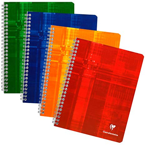 Clairefontaine 8812C - Notizbuch Metric, mit Doppelspirale 17 x 22cm, 112 Blatt 90g, kariert, 1 Stück, farbig sortiert