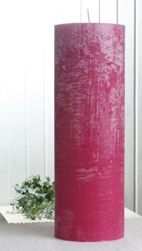Rustik-Stumpenkerze, 30 x 10 cm Ø, Fuchsia