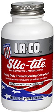 LA-CO 42019 Slic-Tite Premium Thread Sealant Paste with PTFE, -50 to 500 Degree F Temperature, 1/2 pt Jar with Brush in Cap , White