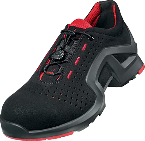 Uvex 1 x-tended Support Halbschuh, Sicherheitsschuhe S1 SRC, Arbeitsschuhe für Damen & Herren, Schwarz/Rot, Größe 41