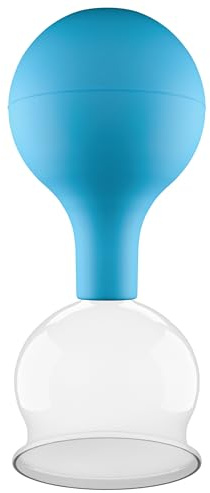 Pulox Schröpfglas Echtglas mit Saugball Blau 52 mm | Medizinisches Profi-Schröpfglas 5,2 cm, zur gezielten Anwendung, wiederverwendbar, robust und einfach zu handhaben