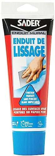 Sader Intonaco levigante pronto all'uso in pasta, rivestimento da parete interno e soffitto, utilizzabile come guarnizione per piastra di gesso, coperchio fino a 2 mm e bocca per legno – bianco – tubo