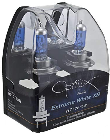 HELLA H71071362 Optilux XB Series H7 Xenon White Halogen Bulbs, 12V, 55W, 2 Pack