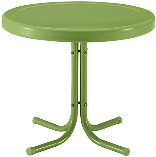 Crosley Furniture Griffith Weather Resistant Retro Metal Outdoor Side Table for Patio, Deck, Porch, Oasis Green