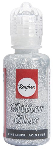 Rayher 33842610 Glitter-Glue holographisch, Flasche 20 ml, brill.silbe