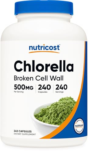 Nutricost Chlorella Capsules 500mg, 240 Vegetarian Capsules - Non-GMO and Gluten Free