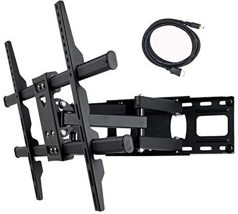 VideoSecu MW380B5 Full Motion Articulating TV Wall Mount Bracket for Most 37-70 LED LCD Plasma HDTV Up to 125 lbs with VESA 684x400 600x400 400x400 150x100mm, Dual Arm Pulls Out Up to 14 AW9