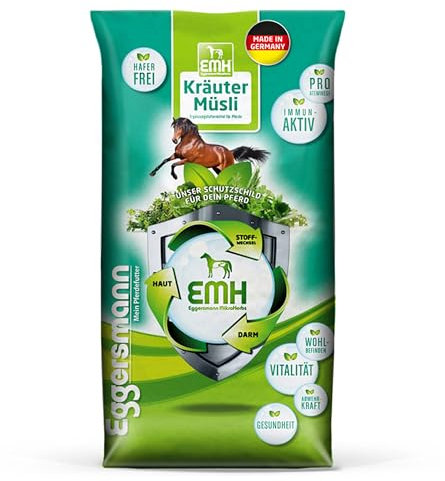 Eggersmann EMH Kräuter Müsli 20 kg – Haferfreies Pferdemüsli – Bei Atemwegsproblemen und Staubempfindlichkeit – Natürliches Pferdefutter