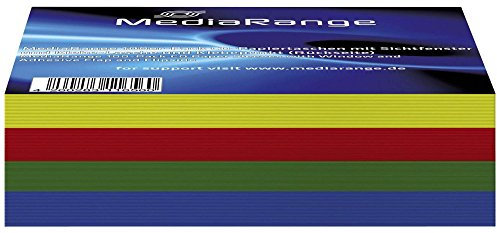 MediaRange BOX67 Mediarange Porta CD E DVD Di Carta Con Fronte Trasparente E Colorate (100 Bustine: 25 Rosse, 25 Gialle, 25 Blu E 25 Verdi)