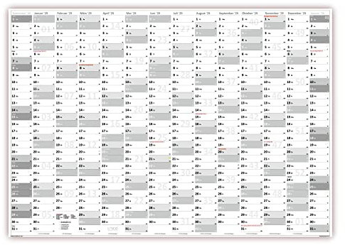 XXL Wandkalender DIN A0 2025 (grau2) große Tageskästchen (Kalender werden gerollt versendet)