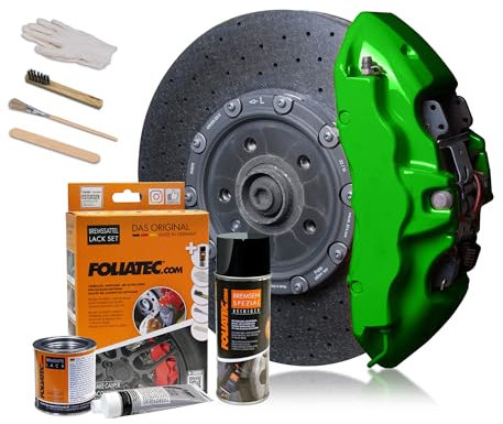 Foliatec Bremssattel Lack Set, Hitzebeständig, Komplettsatz für 4 Bremssättel, Power Green, 7-teiliges Set