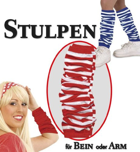 FASCHING 56377 Stulpen rot/weiß Ringel-Stulpen NEU/OVP
