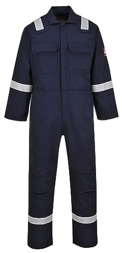 Portwest BIZ5 Herren Flammenresistenter Reflektierender Overall Bizweld Iona FR Marineblau Lang, XXXL