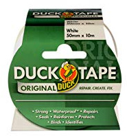 Duck Tape Original Ruban adhésif Blanc 50 mm x 10 m Le ruban adhésif de réparation original haute résistance et imperméable pour canalisations et conduits.