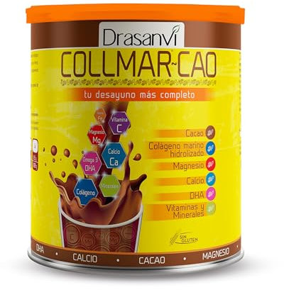 DRASANVI COLLMAR CAO | Colageno Marino Hidrolizado | Proteínas | Vitaminas + Magnesio + Calcio + Zinc | Tu desayuno más completo | 300 g