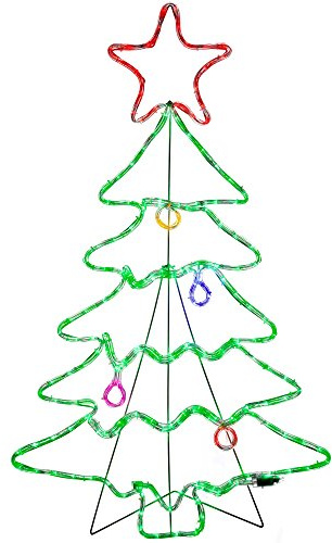 WeRChristmas Pre-Lit Christmas Tree Rope Light Silhouette, 114 cm - Large, Multi-Colour