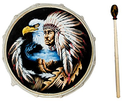 30cm Grosse Schamanentrommel Adler mit Indianer Rahmentrommel Bodhran Drum