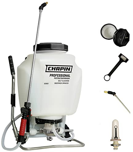 Chapin International 63900 Self Cleaning Backpack Sprayer, 4 GAL, Translucent White