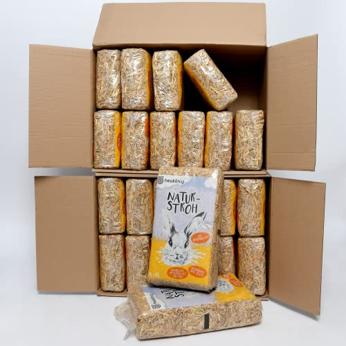 Heukönig - 100% Natürliches Stroh in 48x1kg Beuteln - Staubfrei und Umweltfreundliches Naturstroh, handlich Verpackt