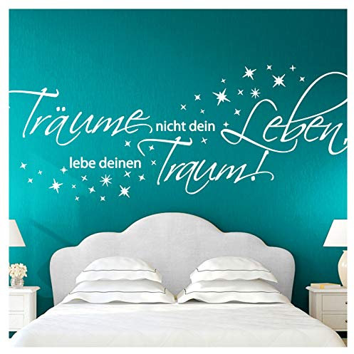 Wandora Wandtattoo Zitat Träume nicht dein Leben I taupe (BxH) 100 x 39 cm I Wohnzimmer Schlafzimmer Sticker Aufkleber Wandaufkleber Wandsticker G026