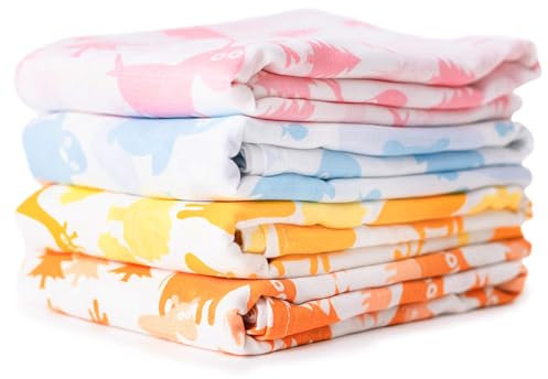 CuddleBug Mantas de Muselina Unisex - Paquete de 4 - Sabanas de Envolver, Paños de Algodon 100% Muselinas Infantil - Tamaño Grande 120x120cm (Colorful Critters)