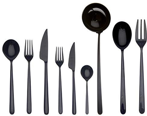 MEPRA Linea Oro Nero Servizio, 75 Pezzi, Acciaio Inossidabile 18/10, Canna di Fucile