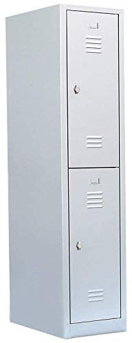 Lüllmann 2 Fächer Spind Schließfachschrank komplett montiert grau 180x41,5x50cm (HxBxT) Spindschrank Kleiderspind Umkleideschrank 523210