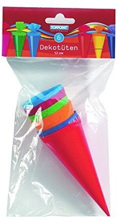 30 Kleine Schultüten Deko bunt Höhe 12 cm oberer Durchmesser 4 cm
