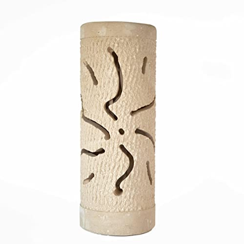 Maestro d'arte De Iaco Alfredo Lampada da terra o tavolo TUBO MARTELLATA Grande scultura decorazione in Pietra Leccese salentina misure 28,5 x 11 cm