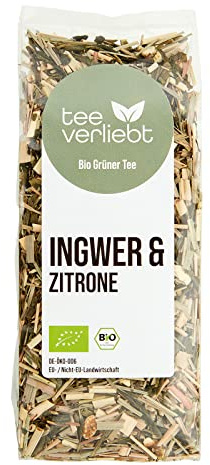FRUTEG Té verde orgánico Sencha Ginger y limón | Té verde perdedor | Sencha típica con calmante jengibre y limón afrutado | De la agricultura orgánica certificada | 90 g