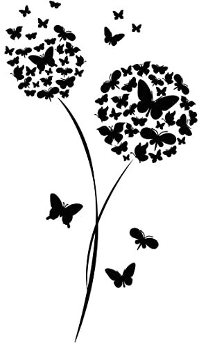 GRAZDesign Wandtattoo Pusteblume Schmetterlinge - 53x30cm / 091 gold