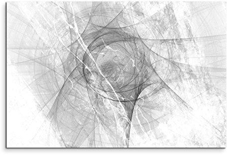 Paul Sinus Art Modernes Wandbild 120x80cm Abstrakt Schwarz Weiss Leinwand XXL Kunstdruck Wohnzimmer Deko Bild Fertig Aufgespannt