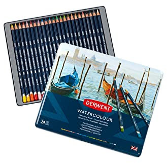 Derwent Aquarellstifte, Zeichnen & Malen, 24er-Set, Ideal zum Vermischen & Schichten, Professionelle Qualität, 32883