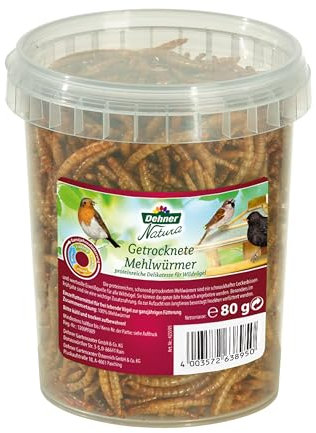 Dehner Natura Wildvogelfutter, getrocknete Mehlwürmer, proteinreich, 80 g