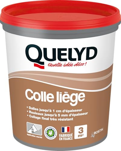 Quelyd Colle Liège Murale Pâte - Dalles et Rouleaux - Intérieur - Pièces Non-Humides - Application Murale Directe - 1 Pot 1 kg