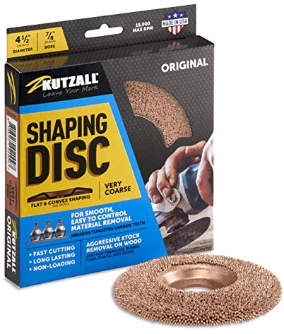 Kutzall Original Shaping Disc - Sehr grob, 114,3mm (4-1⁄2) X 7⁄8(22.2mm) Bohrung - Holzbearbeitungs-Winkelschleifer-Aufsatz für DeWalt, Bosch, Milwaukee. Schleifmittel Wolframkarbid SD412O550
