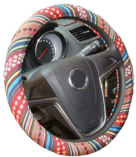Mayco Bell 2016 Ethnischer Stil Grob Flachs Tuch Auto Lenkradhüllen Fahrzeug Lenkradabdeckung Anti-Rutsch Und Schweiß Absorption Auto Wrap Abdeckung (B)