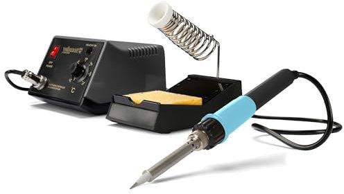 Velleman Lötstation Set 48 W mit keramischem Heizkörper analog, mit Lötkolben, Lötkolbenständer und Reinigungsschwamm, Lötset, Löt- und Entlötgeräte, einstellbare Temperatur 150-420 °C