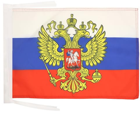 AZ FLAG Flagge Russland mit Adler 45x30 cm Polyester 100D Kordeln | Für innen und außen Russische dekorative Flagge doppelte Nähte und verstärkte Kanten mit Schnüre 100D Polyester