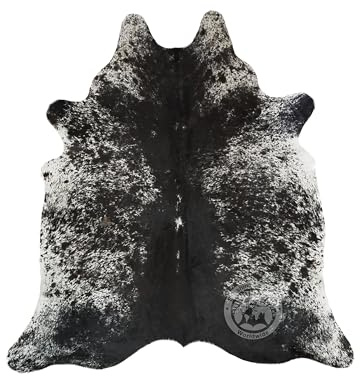 Sunshine Cowhides 100% Genuine Salt and Pepper Cowhide Rug - Modern Style Animal Skin Rug & Floor Carpet for Living Room, Bedroom, Kitchen & More - Large (6x6-7ft)