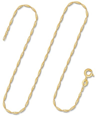 EDELIND Halskette Damen Singapurkette Gold 1,2 mm | Goldkette Damen Herren 333 375 585 750 Gelbgold Echtgold Kette Damen ohne Anhänger | Schmuck Geschenkbox