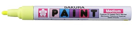 SAKURA Paint Marker Medium - Fluorescent Yellow - Quick-Drying Permanent Ink - Writes on Wood, Metal, Plastic, Glass - Durable Aluminium Barrel - 2 mm Line Width