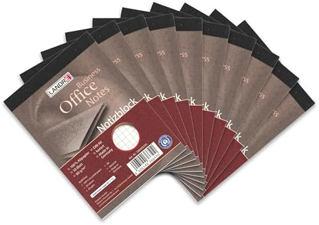 Landré Notiz-Block mit Deckblatt Recycling A6 kariert, 50 Blatt, 60 g/m², 10 Stück