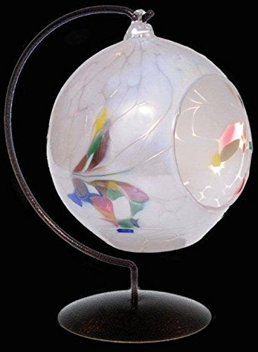 D&J Glassware Friendship Hanging Tealight Holder Lamp with Stand in White Colour