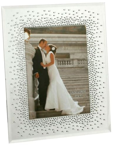 Wedding Mirror Glass Photo Frame Starburst Crystals Design For 5x7 Pictures FG51357