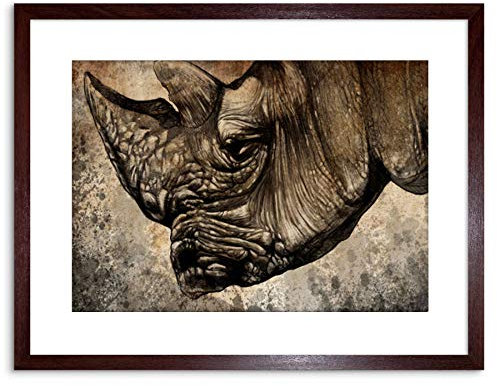 The Art Stop PAINTING DRAWING SKETCH ANIMAL RHINO HEAD HORN FRAMED PRINT F97X4586